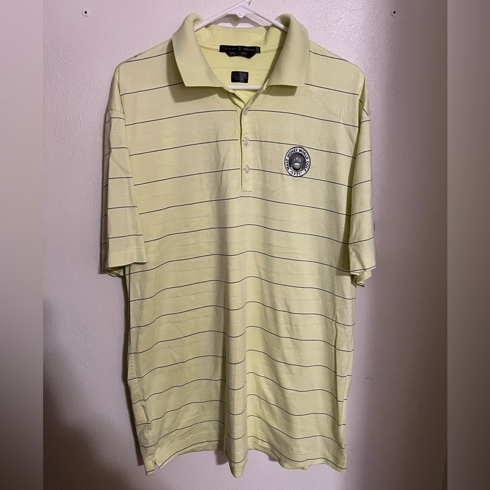 NIKE‎ GOLF Tiger Woods Walt Disney World Golf Polo Yellow Grey Stripes Men's XL